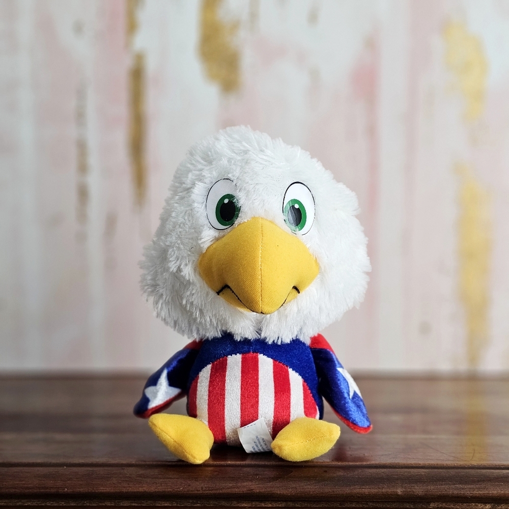 Vintage Rare Patriotic Bald Eagle Stuffed Animal  Soft Bird Classic Toy Co. 9"